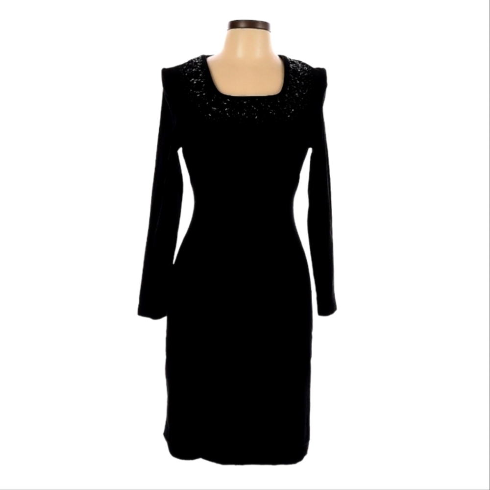 Vintage Laura Ashley Beaded Black Velvet‎ Dress Size 10